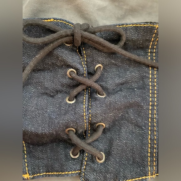 Zip Up/ Tie Front Jean Tube Top - Picture 2 of 6